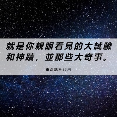 Picture 06 - 申 命 記 29:3 CUVT - 就 是 你 親 眼 看 見 的 大 試 驗 和 - Bible Verse Picture