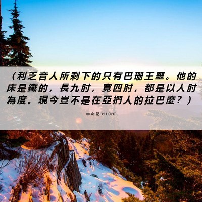 Picture 06 - 申 命 記 3:11 CUVT - （ 利 乏 音 人 所 剩 下 的 只 有 巴 - Bible Verse Picture