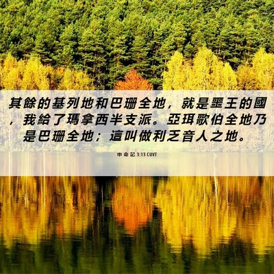 Picture 06 - 申 命 記 3:13 CUVT - 其 餘 的 基 列 地 和 巴 珊 全 地 ， - Bible Verse Picture