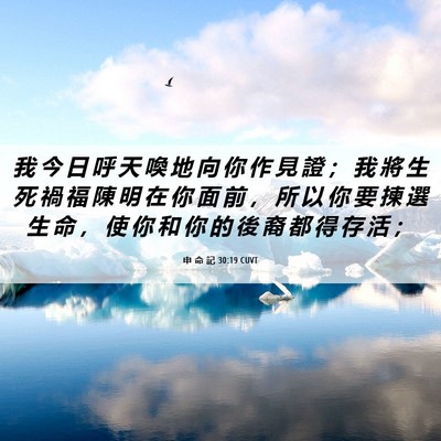 Picture 06 - 申 命 記 30:19 CUVT - 我 今 日 呼 天 喚 地 向 你 作 見 證 - Bible Verse Picture
