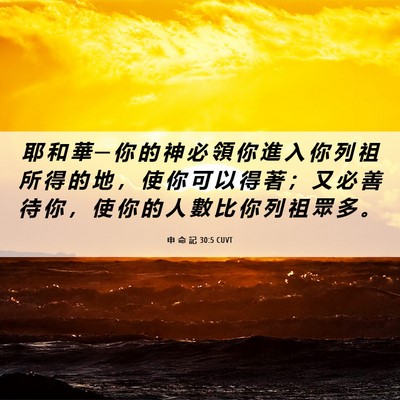 Picture 06 - 申 命 記 30:5 CUVT - 耶 和 華 ─ 你 的 神 必 領 你 進 入 - Bible Verse Picture