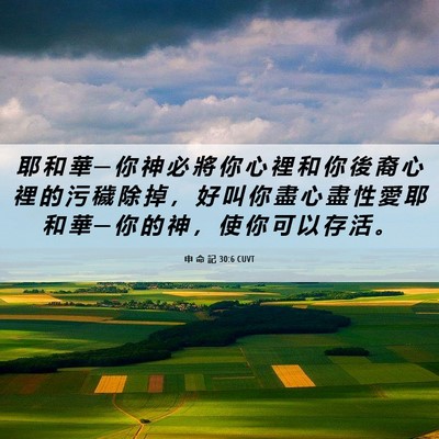 Picture 06 - 申 命 記 30:6 CUVT - 耶 和 華 ─ 你 神 必 將 你 心 裡 和 - Bible Verse Picture