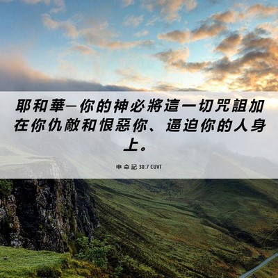 Picture 06 - 申 命 記 30:7 CUVT - 耶 和 華 ─ 你 的 神 必 將 這 一 切 - Bible Verse Picture