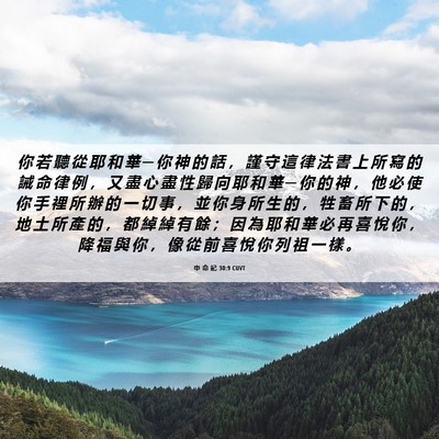 Picture 06 - 申 命 記 30:9 CUVT - 你 若 聽 從 耶 和 華 ─ 你 神 的 話 - Bible Verse Picture