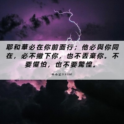 Picture 06 - 申 命 記 31:8 CUVT - 耶 和 華 必 在 你 前 面 行 ； 他 必 - Bible Verse Picture