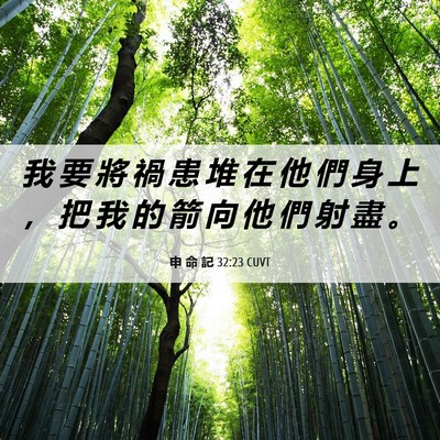 Picture 06 - 申 命 記 32:23 CUVT - 我 要 將 禍 患 堆 在 他 們 身 上 ， - Bible Verse Picture