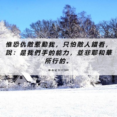 Picture 06 - 申 命 記 32:27 CUVT - 惟 恐 仇 敵 惹 動 我 ， 只 怕 敵 人 - Bible Verse Picture