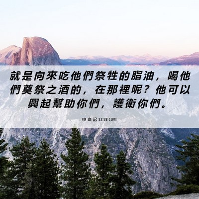 Picture 06 - 申 命 記 32:38 CUVT - 就 是 向 來 吃 他 們 祭 牲 的 脂 油 - Bible Verse Picture