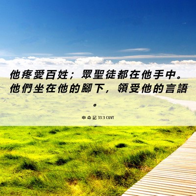 Picture 06 - 申 命 記 33:3 CUVT - 他 疼 愛 百 姓 ； 眾 聖 徒 都 在 他 - Bible Verse Picture