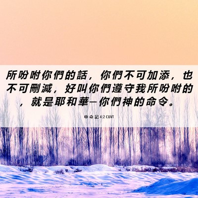 Picture 06 - 申 命 記 4:2 CUVT - 所 吩 咐 你 們 的 話 ， 你 們 不 可 - Bible Verse Picture