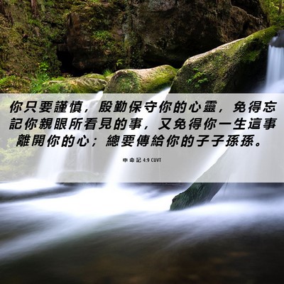 Picture 06 - 申 命 記 4:9 CUVT - 你 只 要 謹 慎 ， 殷 勤 保 守 你 的 - Bible Verse Picture