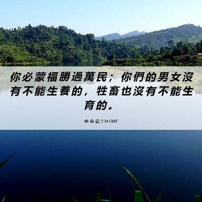 Picture 06 - 申 命 記 7:14 CUVT - 你 必 蒙 福 勝 過 萬 民 ； 你 們 的 - Bible Verse Picture