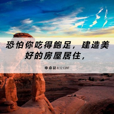 Picture 06 - 申 命 記 8:12 CUVT - 恐 怕 你 吃 得 飽 足 ， 建 造 美 好 - Bible Verse Picture