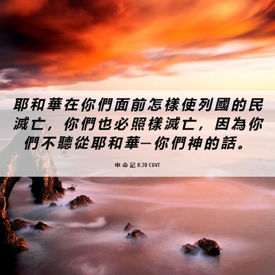 Picture 06 - 申 命 記 8:20 CUVT - 耶 和 華 在 你 們 面 前 怎 樣 使 列 - Bible Verse Picture