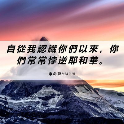 Picture 06 - 申 命 記 9:24 CUVT - 自 從 我 認 識 你 們 以 來 ， 你 們 - Bible Verse Picture