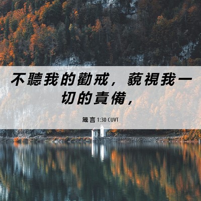 Picture 06 - 箴 言 1:30 CUVT - 不 聽 我 的 勸 戒 ， 藐 視 我 一 切 - Bible Verse Picture