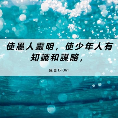 Picture 06 - 箴 言 1:4 CUVT - 使 愚 人 靈 明 ， 使 少 年 人 有 知 - Bible Verse Picture