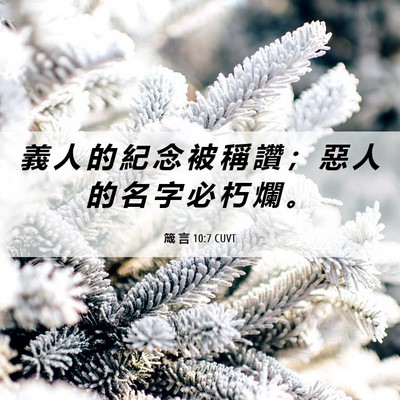 Picture 06 - 箴 言 10:7 CUVT - 義 人 的 紀 念 被 稱 讚 ； 惡 人 的 - Bible Verse Picture