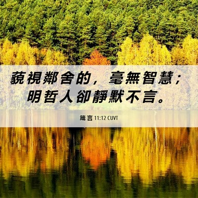 Picture 06 - 箴 言 11:12 CUVT - 藐 視 鄰 舍 的 ， 毫 無 智 慧 ； 明 - Bible Verse Picture