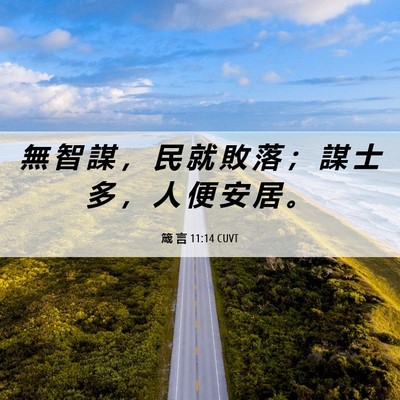 Picture 06 - 箴 言 11:14 CUVT - 無 智 謀 ， 民 就 敗 落 ； 謀 士 多 - Bible Verse Picture