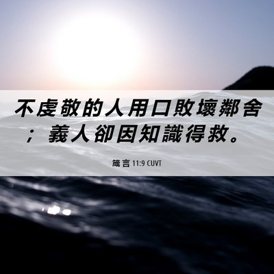 Picture 06 - 箴 言 11:9 CUVT - 不 虔 敬 的 人 用 口 敗 壞 鄰 舍 ； - Bible Verse Picture