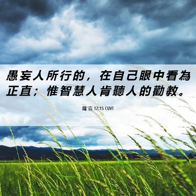 Picture 06 - 箴 言 12:15 CUVT - 愚 妄 人 所 行 的 ， 在 自 己 眼 中 - Bible Verse Picture
