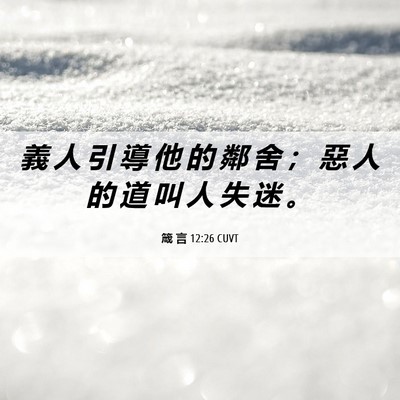 Picture 06 - 箴 言 12:26 CUVT - 義 人 引 導 他 的 鄰 舍 ； 惡 人 的 - Bible Verse Picture