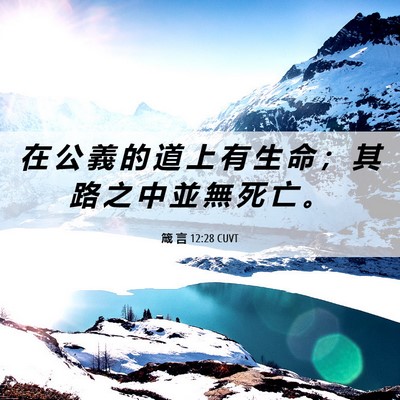 Picture 06 - 箴 言 12:28 CUVT - 在 公 義 的 道 上 有 生 命 ； 其 路 - Bible Verse Picture