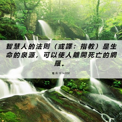 Picture 06 - 箴 言 13:14 CUVT - 智 慧 人 的 法 則 （ 或 譯 ： 指 教 - Bible Verse Picture
