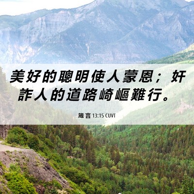 Picture 06 - 箴 言 13:15 CUVT - 美 好 的 聰 明 使 人 蒙 恩 ； 奸 詐 - Bible Verse Picture