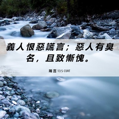 Picture 06 - 箴 言 13:5 CUVT - 義 人 恨 惡 謊 言 ； 惡 人 有 臭 名 - Bible Verse Picture