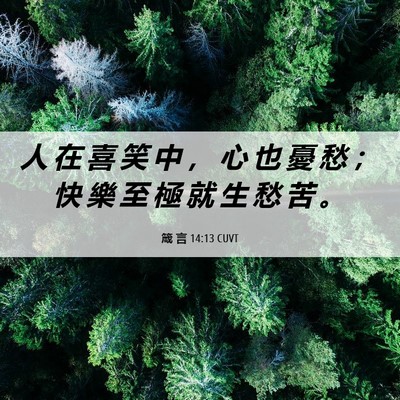 Picture 06 - 箴 言 14:13 CUVT - 人 在 喜 笑 中 ， 心 也 憂 愁 ； 快 - Bible Verse Picture