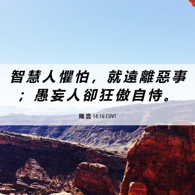 Picture 06 - 箴 言 14:16 CUVT - 智 慧 人 懼 怕 ， 就 遠 離 惡 事 ； - Bible Verse Picture
