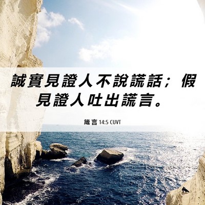 Picture 06 - 箴 言 14:5 CUVT - 誠 實 見 證 人 不 說 謊 話 ； 假 見 - Bible Verse Picture