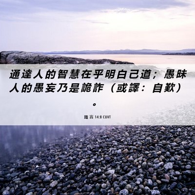 Picture 06 - 箴 言 14:8 CUVT - 通 達 人 的 智 慧 在 乎 明 白 己 道 - Bible Verse Picture