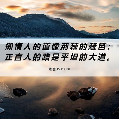 Picture 06 - 箴 言 15:19 CUVT - 懶 惰 人 的 道 像 荊 棘 的 籬 笆 ； - Bible Verse Picture
