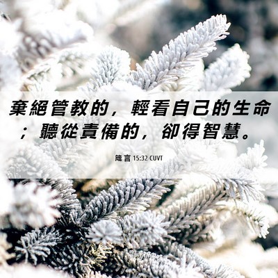 Picture 06 - 箴 言 15:32 CUVT - 棄 絕 管 教 的 ， 輕 看 自 己 的 生 - Bible Verse Picture