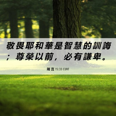 Picture 06 - 箴 言 15:33 CUVT - 敬 畏 耶 和 華 是 智 慧 的 訓 誨 ； - Bible Verse Picture