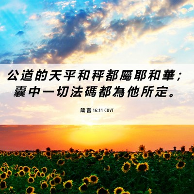 Picture 06 - 箴 言 16:11 CUVT - 公 道 的 天 平 和 秤 都 屬 耶 和 華 - Bible Verse Picture