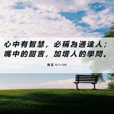 Picture 06 - 箴 言 16:21 CUVT - 心 中 有 智 慧 ， 必 稱 為 通 達 人 - Bible Verse Picture