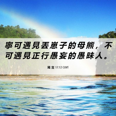 Picture 06 - 箴 言 17:12 CUVT - 寧 可 遇 見 丟 崽 子 的 母 熊 ， 不 - Bible Verse Picture