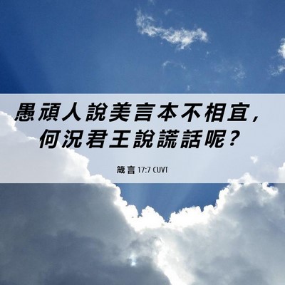 Picture 06 - 箴 言 17:7 CUVT - 愚 頑 人 說 美 言 本 不 相 宜 ， 何 - Bible Verse Picture