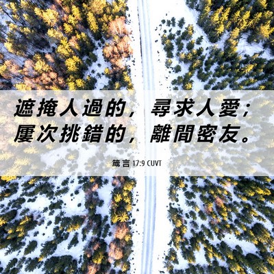 Picture 06 - 箴 言 17:9 CUVT - 遮 掩 人 過 的 ， 尋 求 人 愛 ； 屢 - Bible Verse Picture
