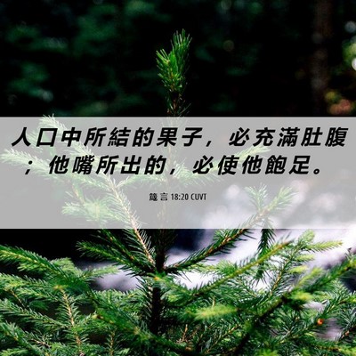 Picture 06 - 箴 言 18:20 CUVT - 人 口 中 所 結 的 果 子 ， 必 充 滿 - Bible Verse Picture
