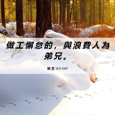 Picture 06 - 箴 言 18:9 CUVT - 做 工 懈 怠 的 ， 與 浪 費 人 為 弟 - Bible Verse Picture