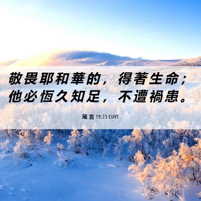 Picture 06 - 箴 言 19:23 CUVT - 敬 畏 耶 和 華 的 ， 得 著 生 命 ； - Bible Verse Picture