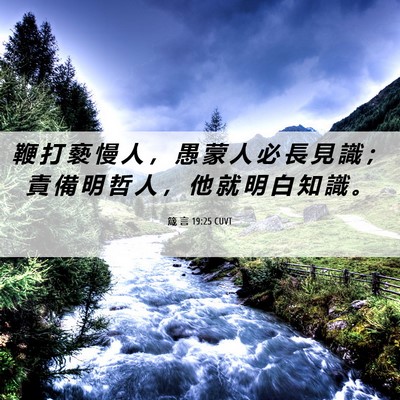 Picture 06 - 箴 言 19:25 CUVT - 鞭 打 褻 慢 人 ， 愚 蒙 人 必 長 見 - Bible Verse Picture