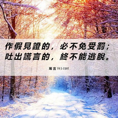 Picture 06 - 箴 言 19:5 CUVT - 作 假 見 證 的 ， 必 不 免 受 罰 ； - Bible Verse Picture