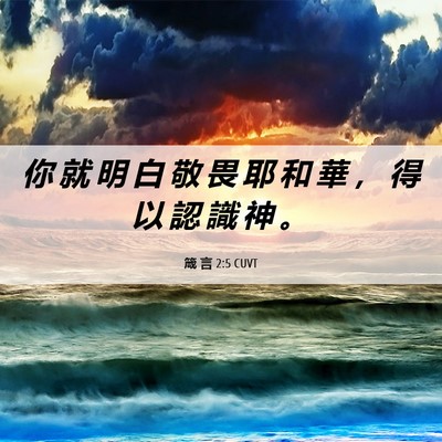 Picture 06 - 箴 言 2:5 CUVT - 你 就 明 白 敬 畏 耶 和 華 ， 得 以 - Bible Verse Picture
