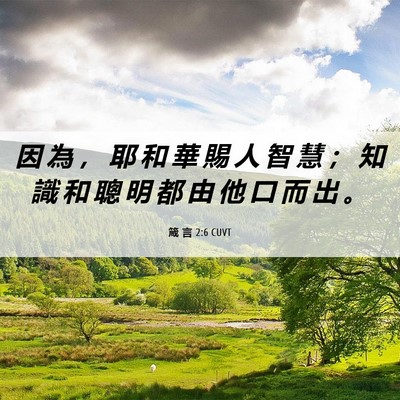 Picture 06 - 箴 言 2:6 CUVT - 因 為 ， 耶 和 華 賜 人 智 慧 ； 知 - Bible Verse Picture